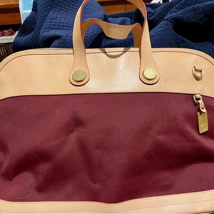 Vintage Dooney & Bourke Canvas Leather Overnight Bag